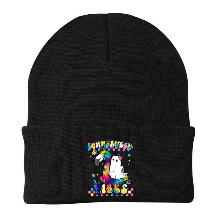Halloween Summerween Ghost On A Pool Funny Spooky Summer Beanie