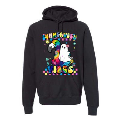 Halloween Summerween Ghost On A Pool Funny Spooky Summer Premium Hoodie