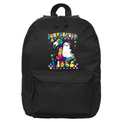 Halloween Summerween Ghost On A Pool Funny Spooky Summer 16 in Basic Backpack