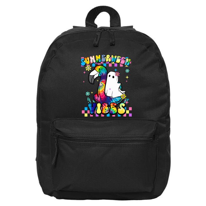 Halloween Summerween Ghost On A Pool Funny Spooky Summer 16 in Basic Backpack