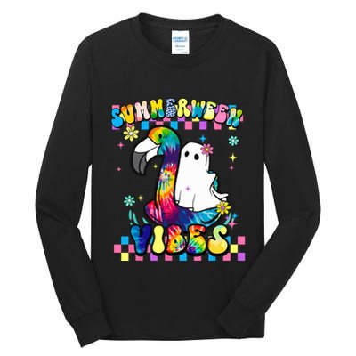 Halloween Summerween Ghost On A Pool Funny Spooky Summer Tall Long Sleeve T-Shirt
