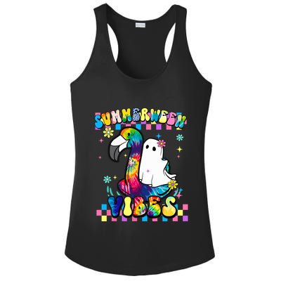Halloween Summerween Ghost On A Pool Funny Spooky Summer Ladies PosiCharge Competitor Racerback Tank