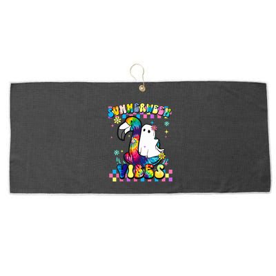Halloween Summerween Ghost On A Pool Funny Spooky Summer Large Microfiber Waffle Golf Towel