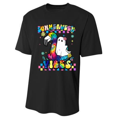 Halloween Summerween Ghost On A Pool Funny Spooky Summer Performance Sprint T-Shirt