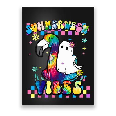 Halloween Summerween Ghost On A Pool Funny Spooky Summer Poster