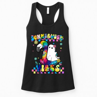 Halloween Summerween Ghost On A Pool Funny Spooky Summer Womens Tank Top