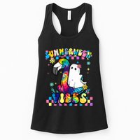 Halloween Summerween Ghost On A Pool Funny Spooky Summer Womens Tank Top