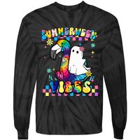Halloween Summerween Ghost On A Pool Funny Spooky Summer Tie-Dye Long Sleeve Shirt