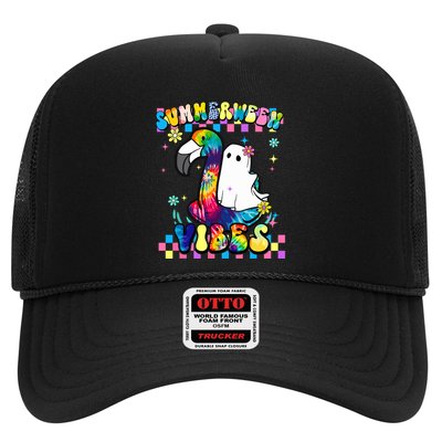 Halloween Summerween Ghost On A Pool Funny Spooky Summer Trucker Hat