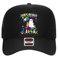 Halloween Summerween Ghost On A Pool Funny Spooky Summer Trucker Hat