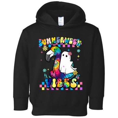 Halloween Summerween Ghost On A Pool Funny Spooky Summer Toddler Hoodie