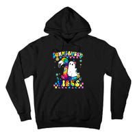 Halloween Summerween Ghost On A Pool Funny Spooky Summer Tall Hoodie