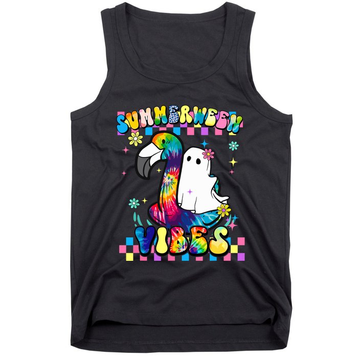 Halloween Summerween Ghost On A Pool Funny Spooky Summer Tank Top