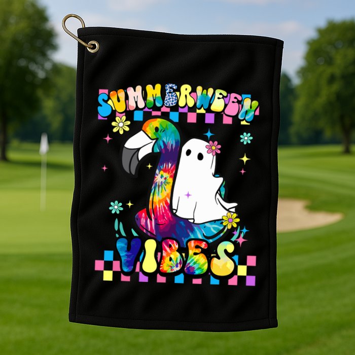 Halloween Summerween Ghost On A Pool Funny Spooky Summer Golf Towel