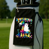 Halloween Summerween Ghost On A Pool Funny Spooky Summer Golf Towel