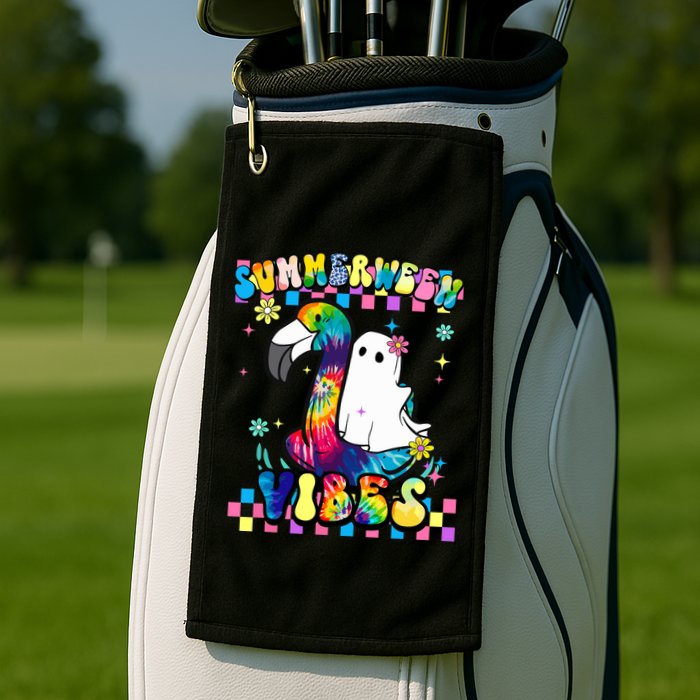 Halloween Summerween Ghost On A Pool Funny Spooky Summer Golf Towel