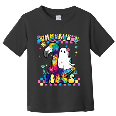 Halloween Summerween Ghost On A Pool Funny Spooky Summer Toddler T-Shirt