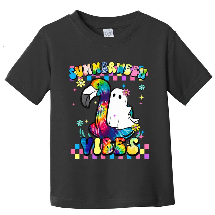Halloween Summerween Ghost On A Pool Funny Spooky Summer Toddler T-Shirt