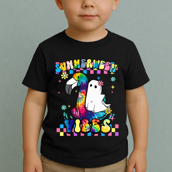 Halloween Summerween Ghost On A Pool Funny Spooky Summer Toddler T-Shirt