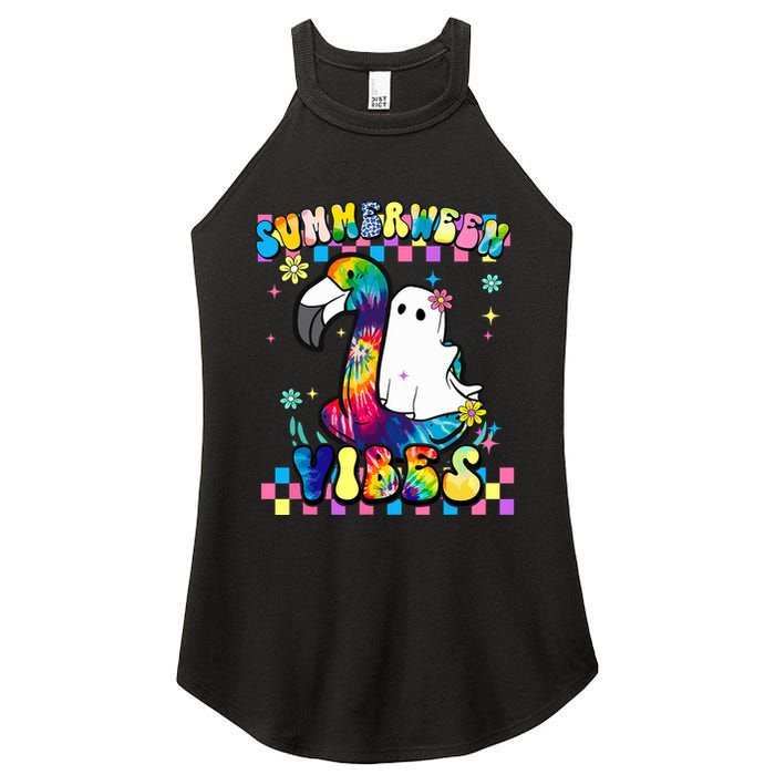 Halloween Summerween Ghost On A Pool Funny Spooky Summer Women's Perfect Tri Rocker Tank