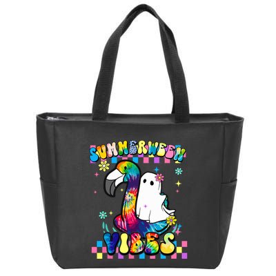 Halloween Summerween Ghost On A Pool Funny Spooky Summer Zip Tote Bag