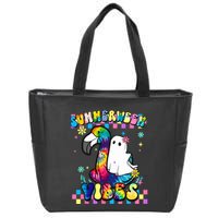 Halloween Summerween Ghost On A Pool Funny Spooky Summer Zip Tote Bag