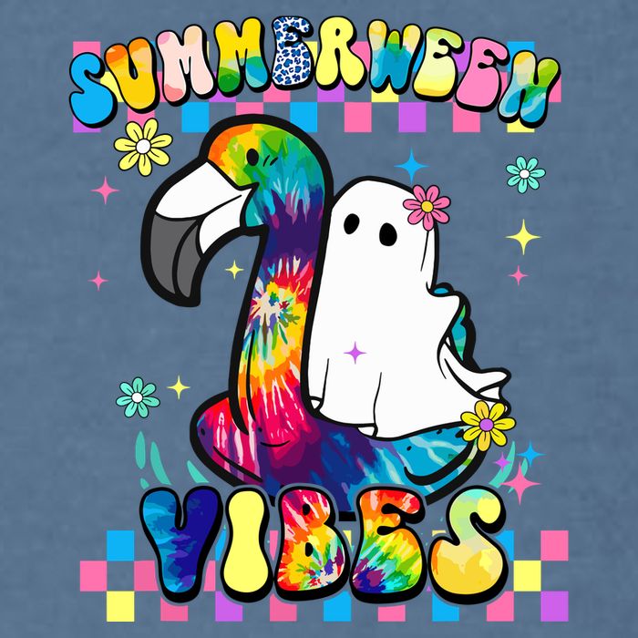 Halloween Summerween Ghost On A Pool Funny Spooky Summer Garment-Dyed Sweatshirt