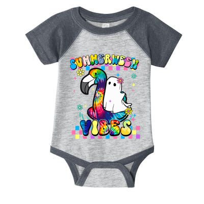 Halloween Summerween Ghost On A Pool Funny Spooky Summer Infant Baby Jersey Bodysuit