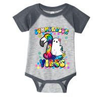 Halloween Summerween Ghost On A Pool Funny Spooky Summer Infant Baby Jersey Bodysuit