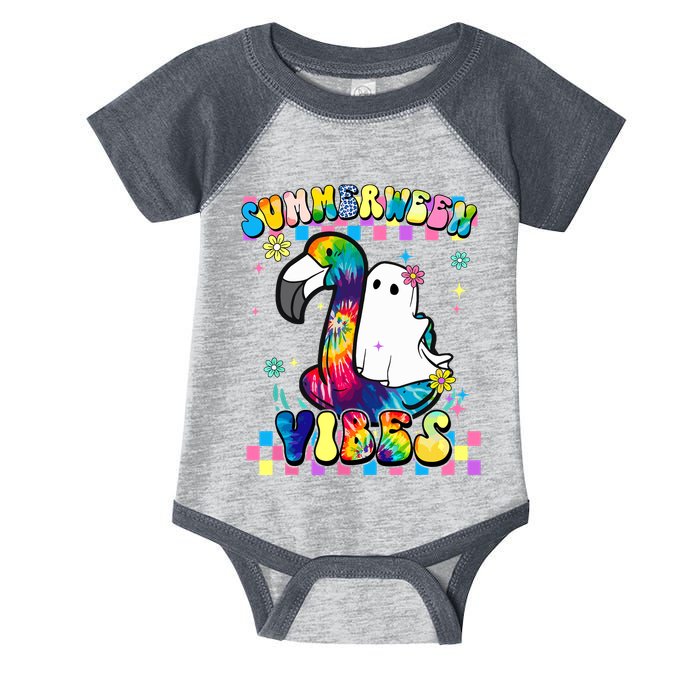 Halloween Summerween Ghost On A Pool Funny Spooky Summer Infant Baby Jersey Bodysuit