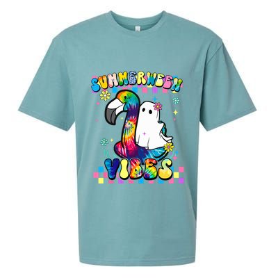 Halloween Summerween Ghost On A Pool Funny Spooky Summer Sueded Cloud Jersey T-Shirt