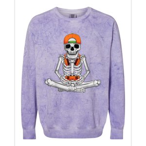 Halloween Skeleton Gamer Video Gaming Boys Colorblast Crewneck Sweatshirt