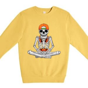 Halloween Skeleton Gamer Video Gaming Boys Premium Crewneck Sweatshirt