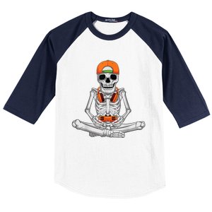 Halloween Skeleton Gamer Video Gaming Boys Baseball Sleeve Shirt