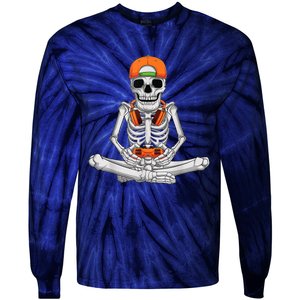 Halloween Skeleton Gamer Video Gaming Boys Tie-Dye Long Sleeve Shirt