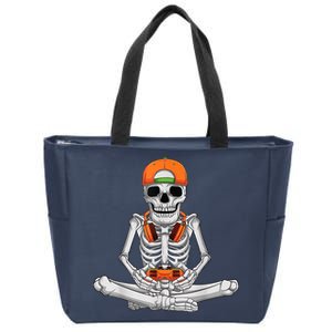 Halloween Skeleton Gamer Video Gaming Boys Zip Tote Bag