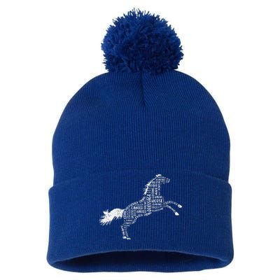 Horse Silhouette Gifts For Horse Lovers Pom Pom 12in Knit Beanie