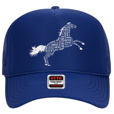 Horse Silhouette Gifts For Horse Lovers High Crown Mesh Back Trucker Hat