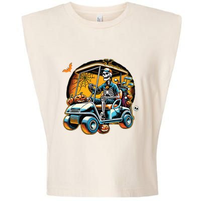 Halloween Skeleton Golf Cart Golfer Garment-Dyed Women's Muscle Tee