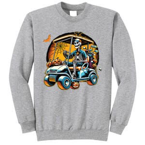 Halloween Skeleton Golf Cart Golfer Tall Sweatshirt