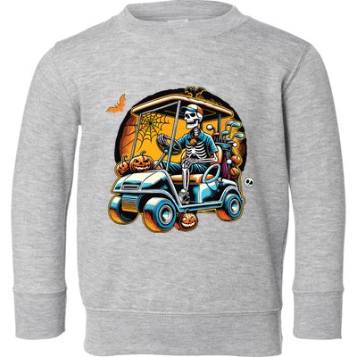 Halloween Skeleton Golf Cart Golfer Toddler Sweatshirt