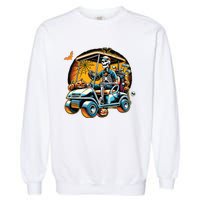 Halloween Skeleton Golf Cart Golfer Garment-Dyed Sweatshirt