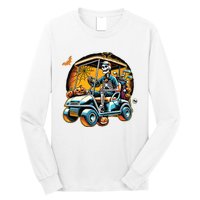 Halloween Skeleton Golf Cart Golfer Long Sleeve Shirt