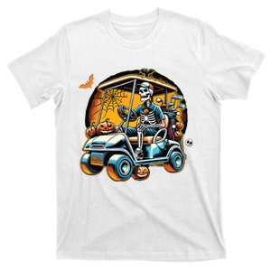 Halloween Skeleton Golf Cart Golfer T-Shirt