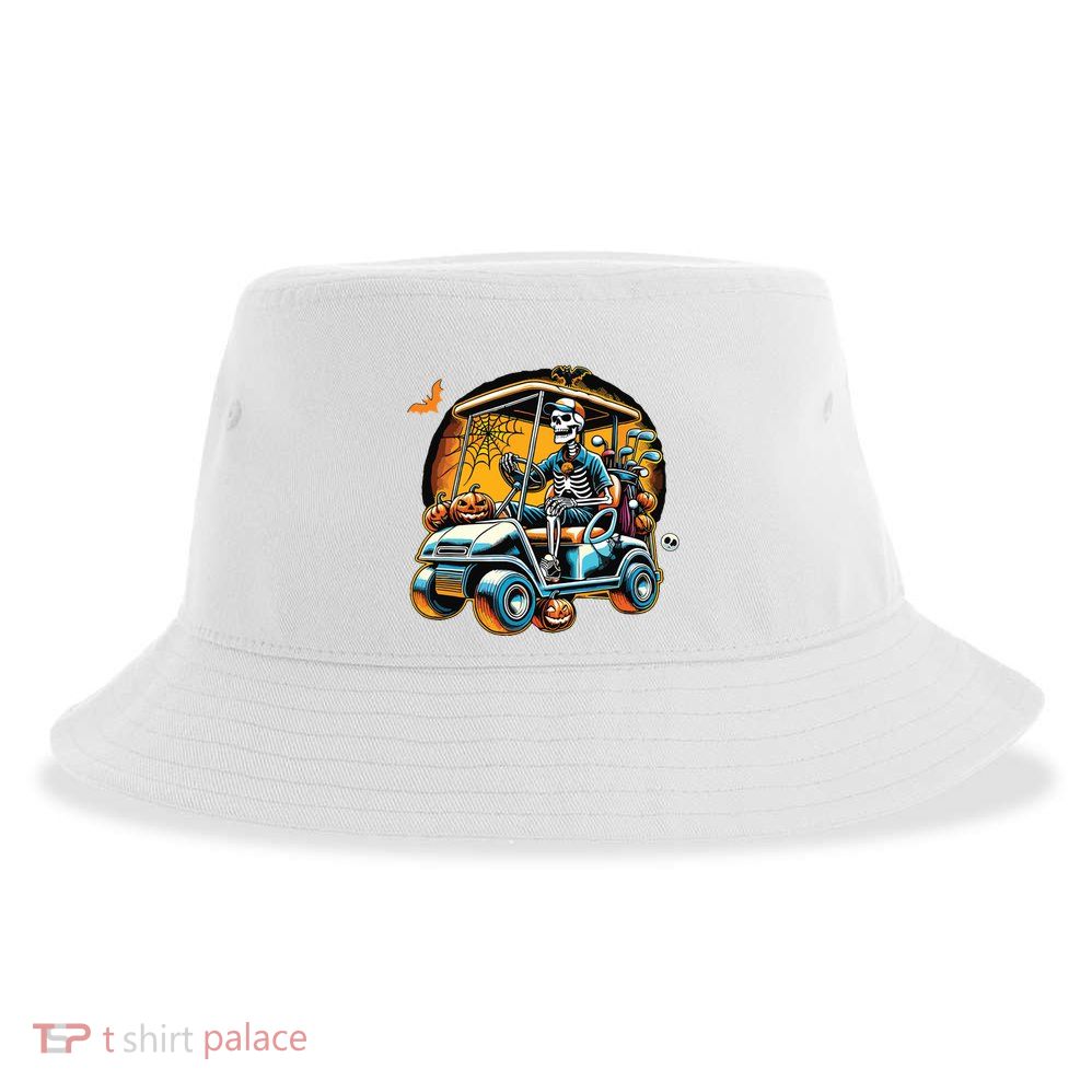 Halloween Skeleton Golf Cart Golfer Sustainable Bucket Hat