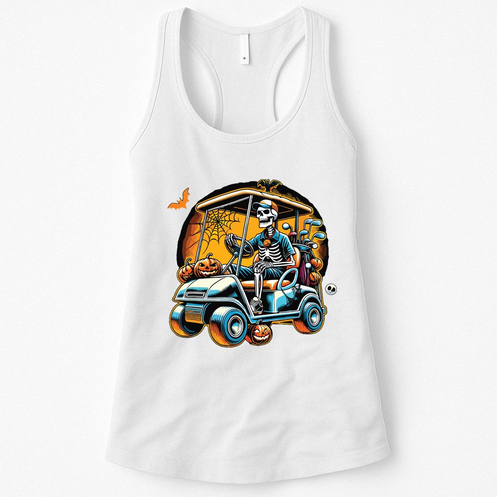 Halloween Skeleton Golf Cart Golfer Womens Tank Top