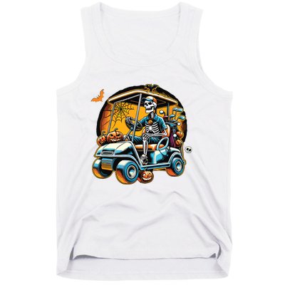 Halloween Skeleton Golf Cart Golfer Tank Top