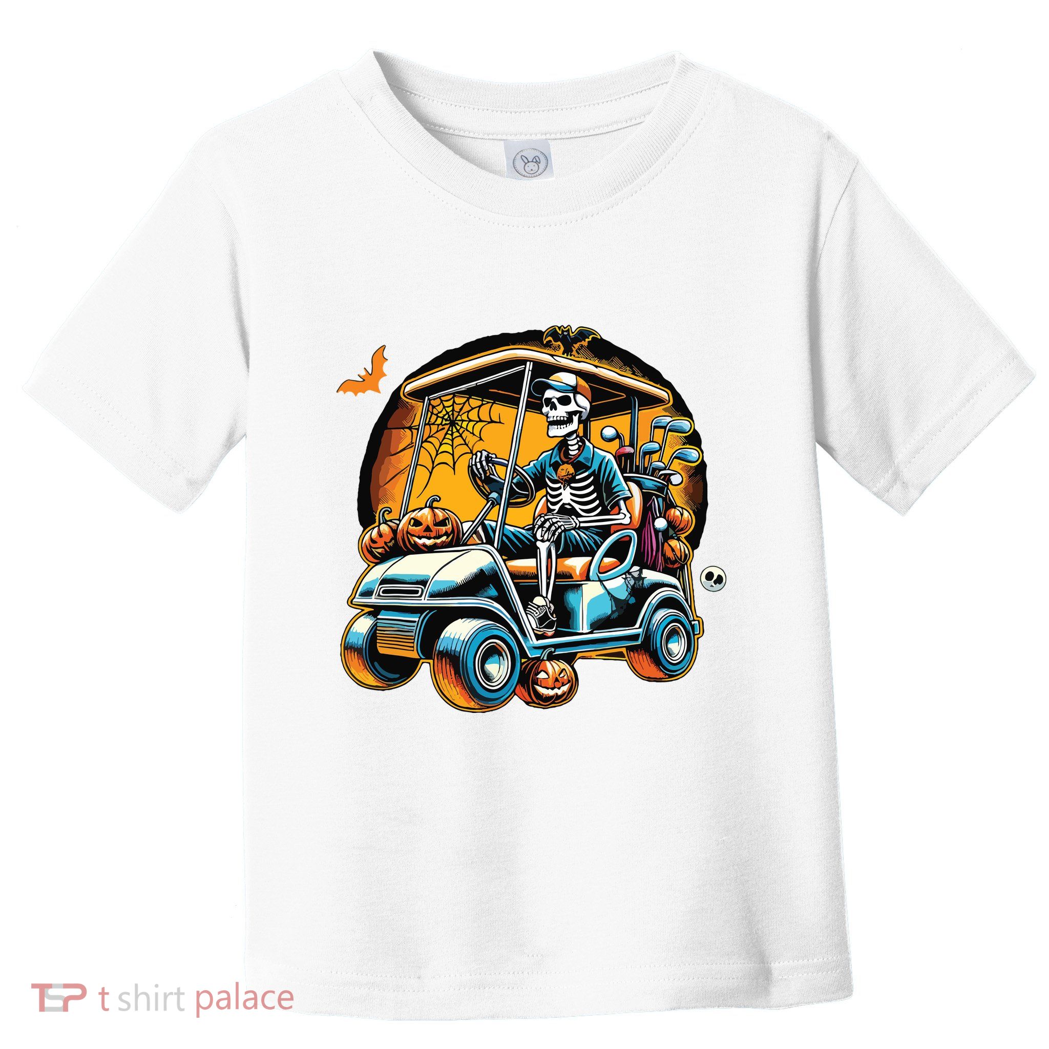 Halloween Skeleton Golf Cart Golfer Toddler T-Shirt