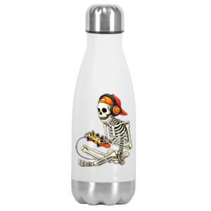 Halloween Skeleton Gamer Video Gaming Stainless Steel Insulated Water Bottle