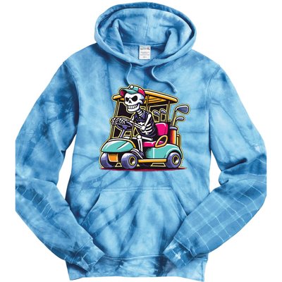 Halloween Skeleton Golf Cart Golfer Tie Dye Hoodie